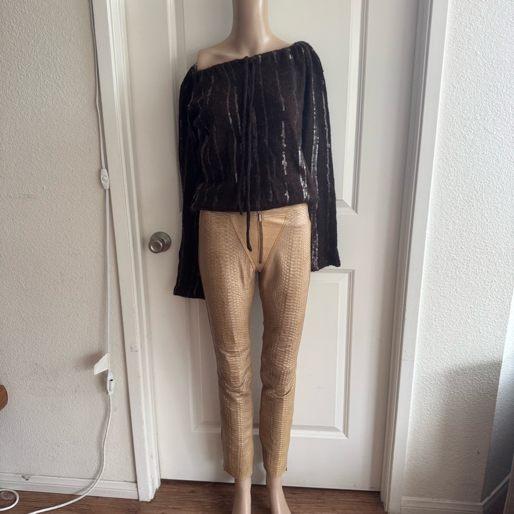Plein Sud Snakeskin Moto Leather Pants